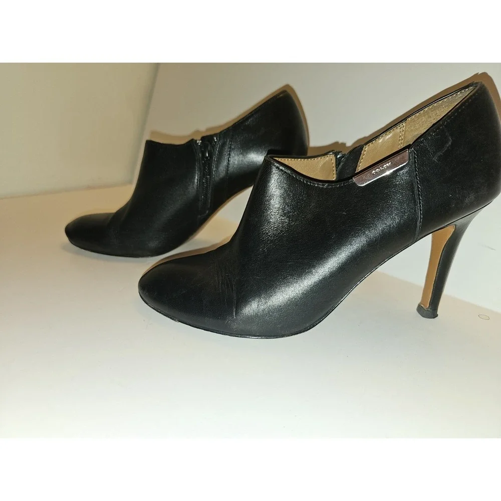 Coach Womens Seneca Glazed Q5501‎ Black Leather Zip Ankle Booties Size 7